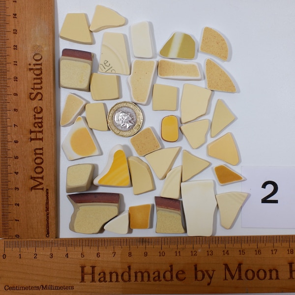 Tumbled pottery yellow vintage mosaic faux sea pottery