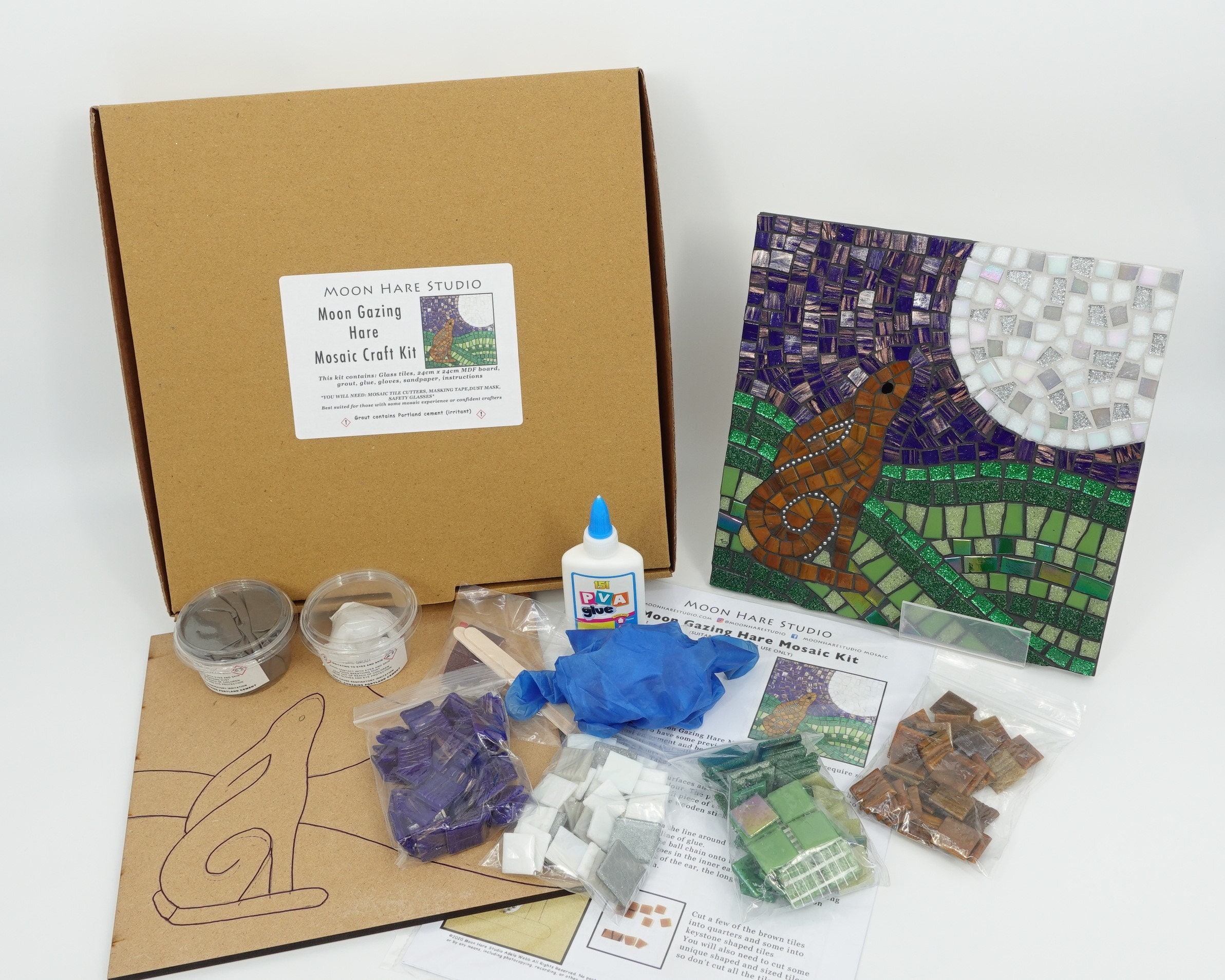 Moon Gazing Hare Mosaic Kit Make Your Own Mosaic All Materials Supplied ...