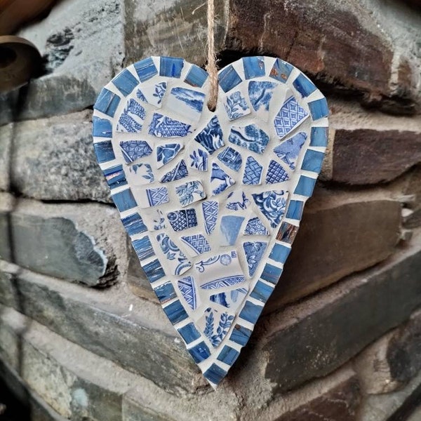 Kit d’artisanat Blue Heart MOSAIC KIT adapté aux débutants en porcelaine tumbled