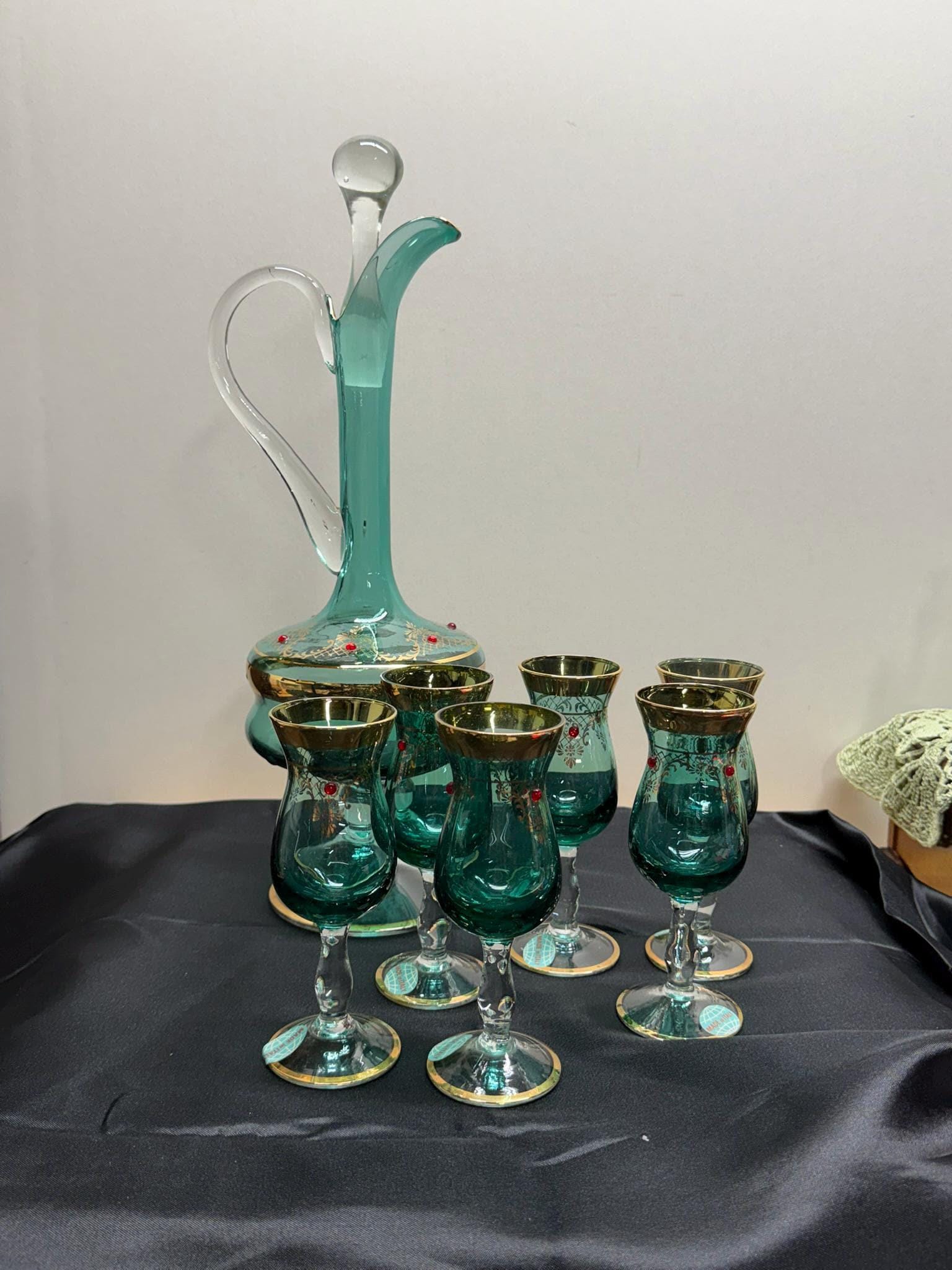 Venetian Murano Glass Decanter Set - Etsy