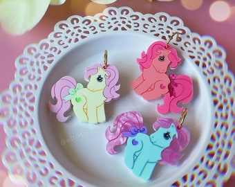 Cutie Pony Acrylic Earrings: 90s Funky Style