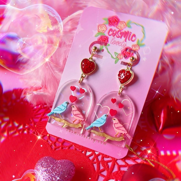 Love Bird Earrings | Valentine's Day Earrings | Heart Earrings | Love Day Earrings