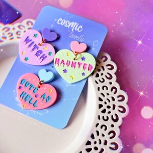 Spooky Cute Heart Earrings | Halloween Earrings | Spooky Earrings |