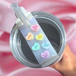Anti-Valentines Love Day Candy Hearts Tumbler H2.0 Cup Topper 40oz | 30oz | 20 oz | Tumbler Cup Accessories |   40oz Tumbler Accessories