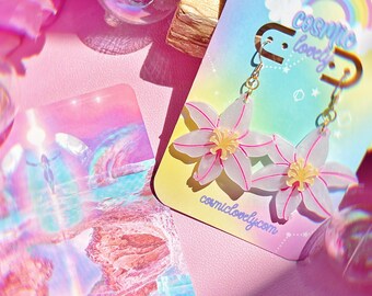 Acrylic Lilly Flower Earrings: Tropical Spring Jewelry