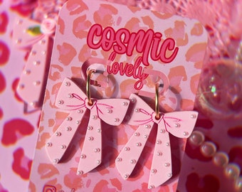 Pastel Pink Pearl Bow Earrings: Coquette Valentine's Jewelry