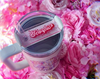 Glitter Zodiac Tumbler H2.0 Cup Topper: Clear Pink Accessories