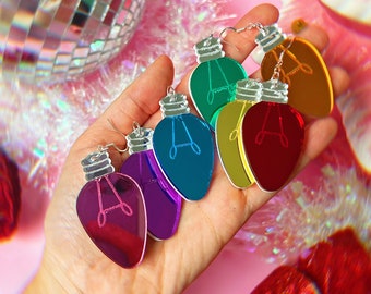 Christmas Light Earrings | Winter Earrings | Christmas Earrings | Holiday Earrings | Holiday Statement Earrings | Rainbow
