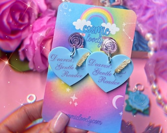Pendientes "Querido lector": Pendientes de corazón acrílico Regency