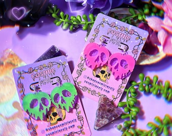 Glow in the Dark Poison Apple Earrings | Halloween Earrings | Spooky Earrings |