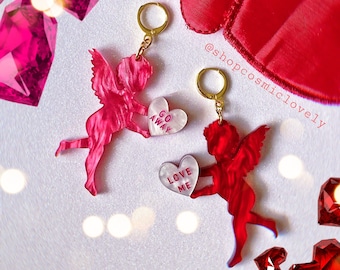 Indecisive Cupid Earrings  | Acrylic Earrings | Cupid Earrings | Valentines Day Earrings | Love Day Earrings