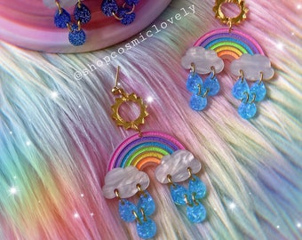 In the Clouds Rainbow Earrings | Acrylic Earrings | Rainbow Earrings | Cloud Earrings | Encanto Inspired Earrings | Tia Pepa Inspired