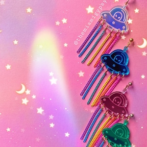 Rainbow Invasion | Acrylic Earrings | Alien Earrings | Iridescent Earrings | Alien Jewelry | Acrylic Earrings | Rainbow Jewelry |