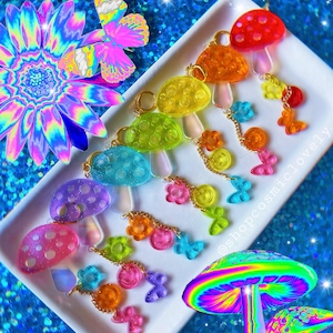 Candy Mushroom Earrings | Acrylic Earrings |Spring Earrings | Hippie Earrings | Trippy Earrings | Groovy Earrings