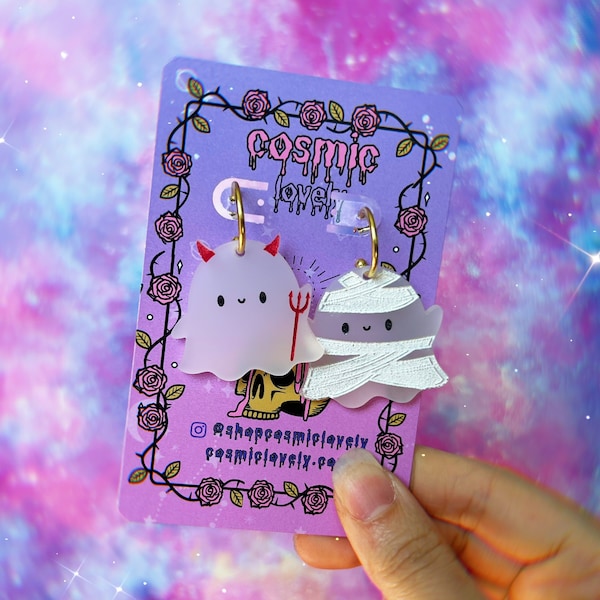 Halloween Ghost Earrings: Chibi Kawaii Costume Earrings
