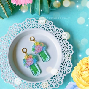 Mason Jar Spring Bouquet Earrings | Acrylic Earrings | Easter Earrings |Spring Earrings | Floral Earrings | Kawaii Earrings | Mason Jar