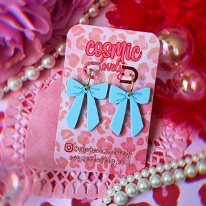 Baby Blue Coquette Bow Earrings: Hypoallergenic Hoops