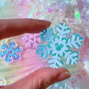 Mouse Snowflake Earrings | Acrylic Earrings | Christmas Jewelry | Acrylic Earrings | Christmas Earrings | Acrylic | Holiday Earrings