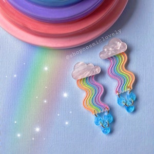 Wavy Rainbow Earrings | Acrylic Earrings | Rainbow Earrings |Spring Earrings | Cloud Earrings| ENCANT0 Inspired