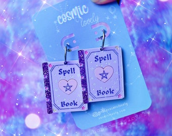 Spell Book Earrings: Hypoallergenic Halloween Spooky Jewelry