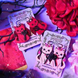 Devil Kitty Earrings | Halloween Earrings | Spooky Earrings |