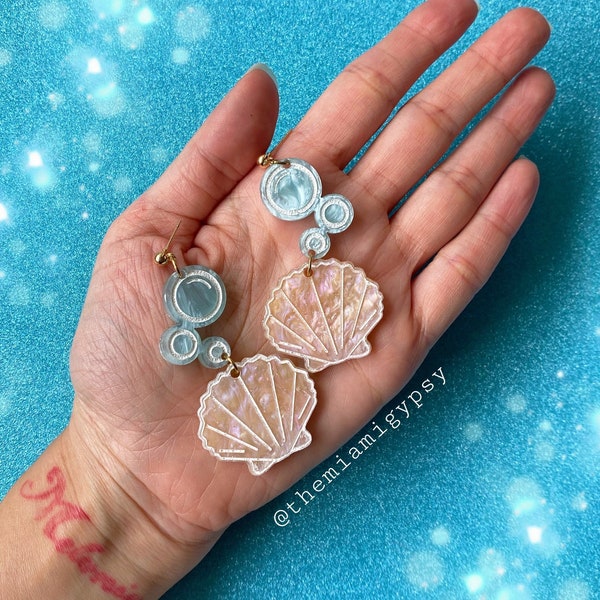 Under the Sea Earrings | Acrylic Earrings | Ocean Jewelry | Acrylic Earrings | Laser Cut Earrings | Gift for Mom | Acrylic | Shell Earrings