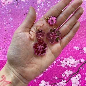 Cherry Blossom Earrings | Acrylic Earrings | Cherry Blossom Jewelry | Boho Earrings | Floral Jewelry | Acrylic Earrings | Laser Cut Earrings