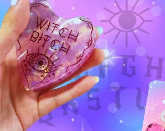Y2k Pink Iridescent Planchette Hair Claw Clip - Witchy Acetate Accessory