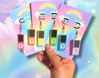 Pendientes con forma de reproductor de música MP3 Y2K: Joyería nostálgica de acrílico cortado con láser