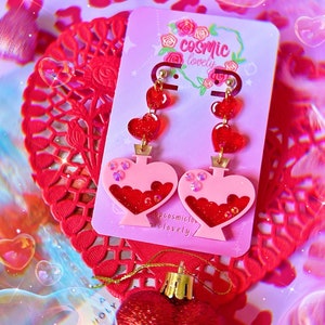 Boucles d'oreilles philtre d'amour | Boucles d'oreilles Saint-Valentin | Boucles d'oreilles coeur | Boucles d'oreilles Love Day