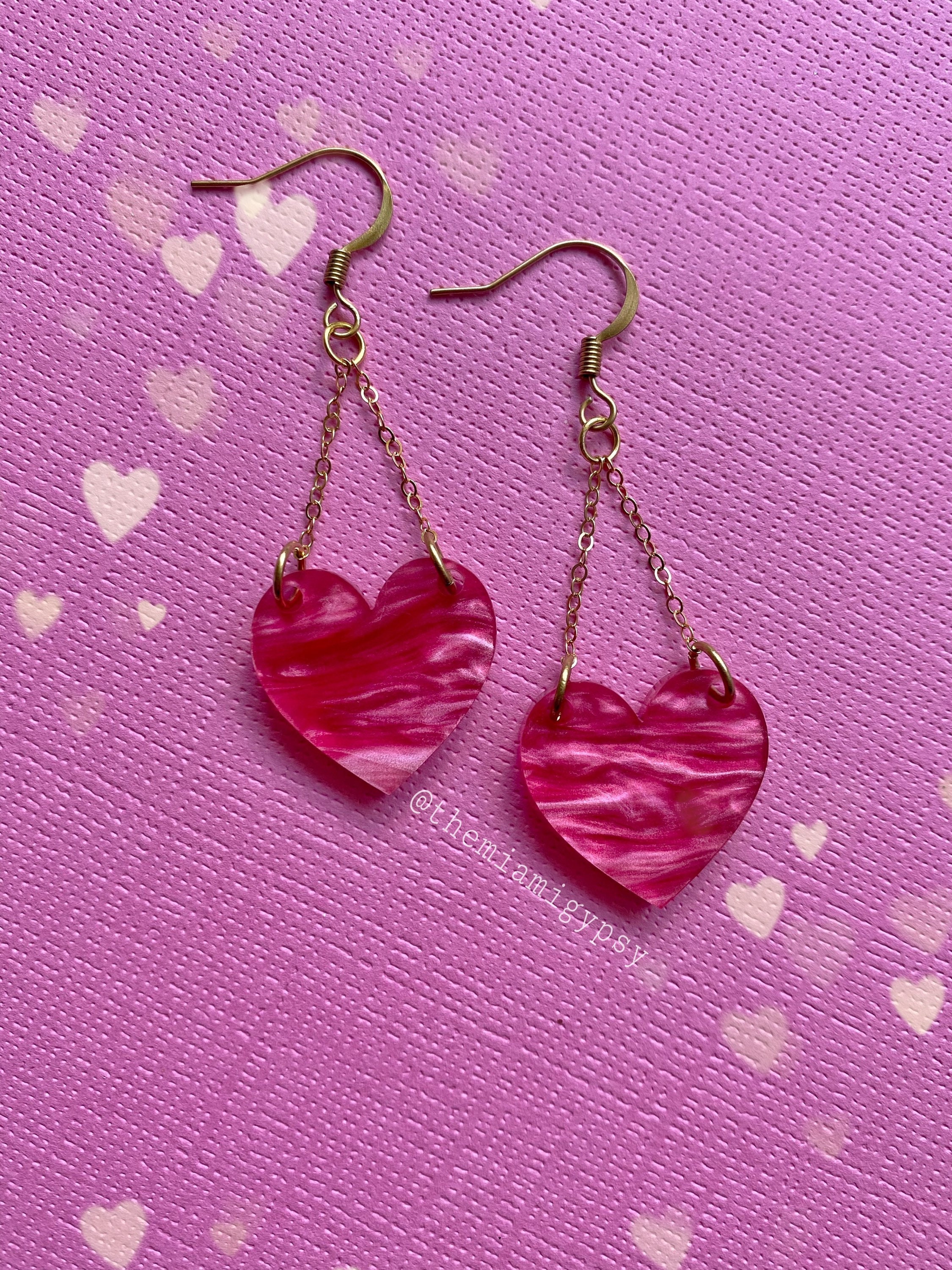 Dangle Heart Earrings Acrylic Earrings Heart Jewelry | Etsy