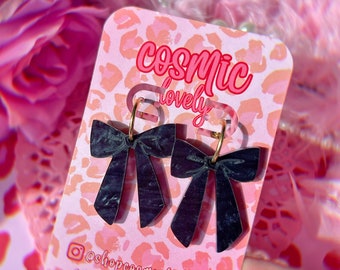 Black Small Coquette Bow Earrings | Valentine's Day Earrings | Bow Earrings | Love Day Earrings | Valentines Earrings