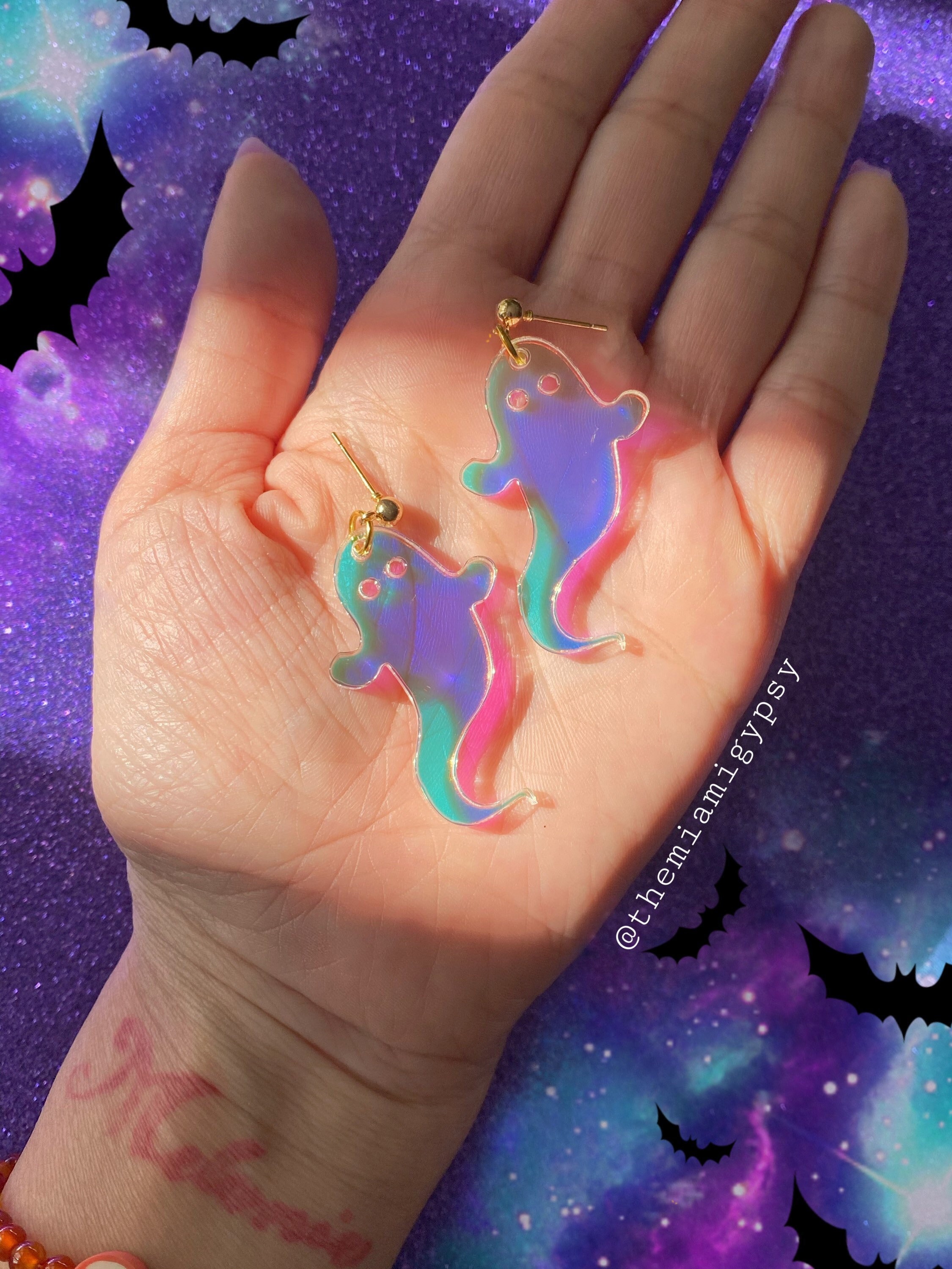 Iridescent Ghostie Earrings | Acrylic Earrings | Halloween Jewelry | …