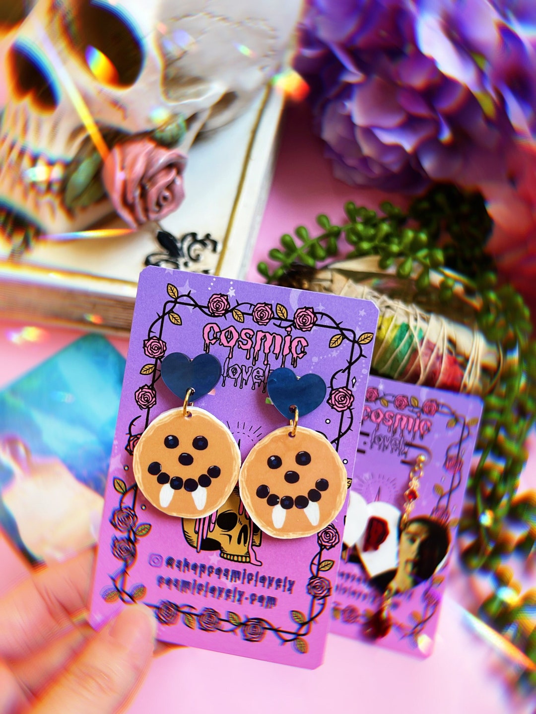 RAIDIN Acrylic Halloween Bat Earrings - Colorful Vampire Bat Dangle Earrings For Women & Girls, Spooky Party Jewelry