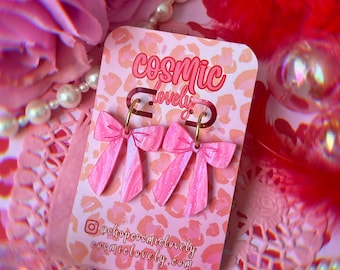 Pink Coquette Bow Earrings: Hypoallergenic Valentine's Jewelry