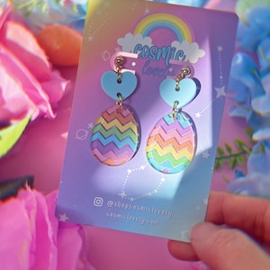 Pastel Rainbow Easter Egg Earrings | Acrylic Earrings | Spring Earrings | Easter Earrings | Easter Egg Earrings | Pastel Rainbow Easter