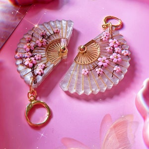 Cherry Blossom Folding Fan Earrings | Spring Earrings | Flower Earrings | Floral
