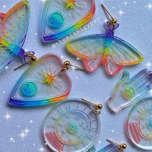 Rainbow Witch Earrings | Acrylic Earrings | Mothers Day Jewelry | Acrylic Earrings | Laser Cut Earrings | Gift for Mom | Acrylic | Rainbow