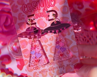 UFO Heart Dangle Earrings: Valentine's Day Jewelry