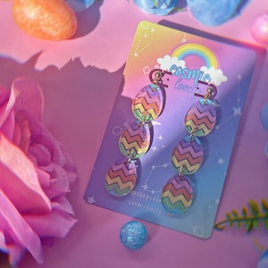 Pastel Rainbow Easter Egg Dangle Earrings | Acrylic Earrings | Spring Earrings | Easter Egg Earrings | Pastel Rainbow Easter