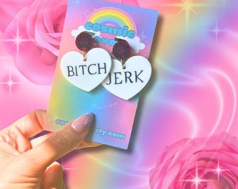 Pendientes de corazón con colores personalizables de SPN Bitch Jerk Winchester: pendientes de tatuaje de protección y más