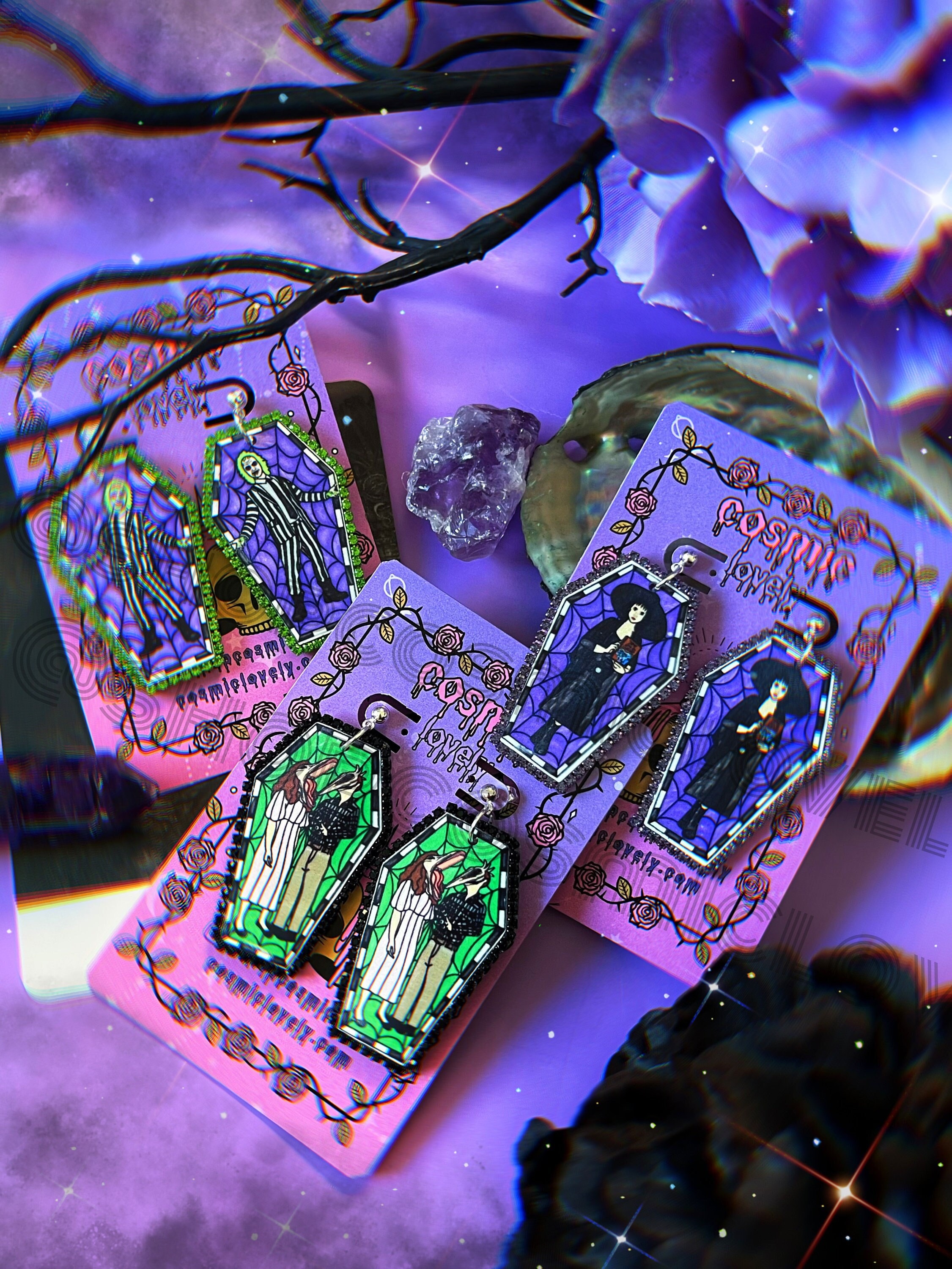 Beetle Coffin Earrings | Halloween Earrings | Spooky Earrings |
