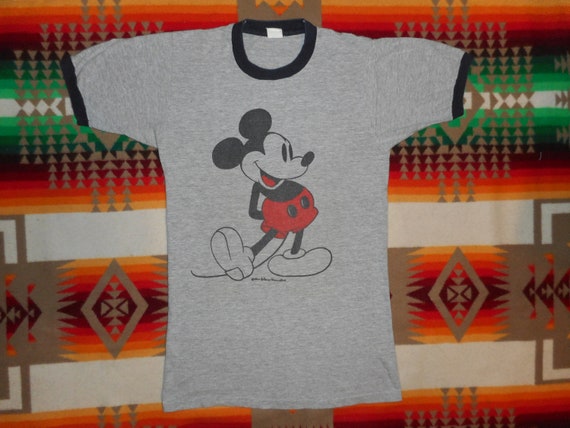Mickey Mouse Heather Grey Ringer T Shirt Sz Small