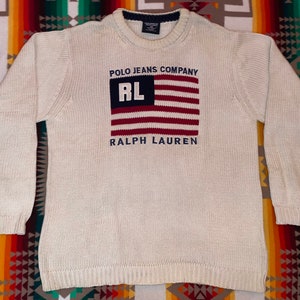 Polo Jeans Company Ralph Lauren American Flag Sweater Sz XL - Etsy Polska