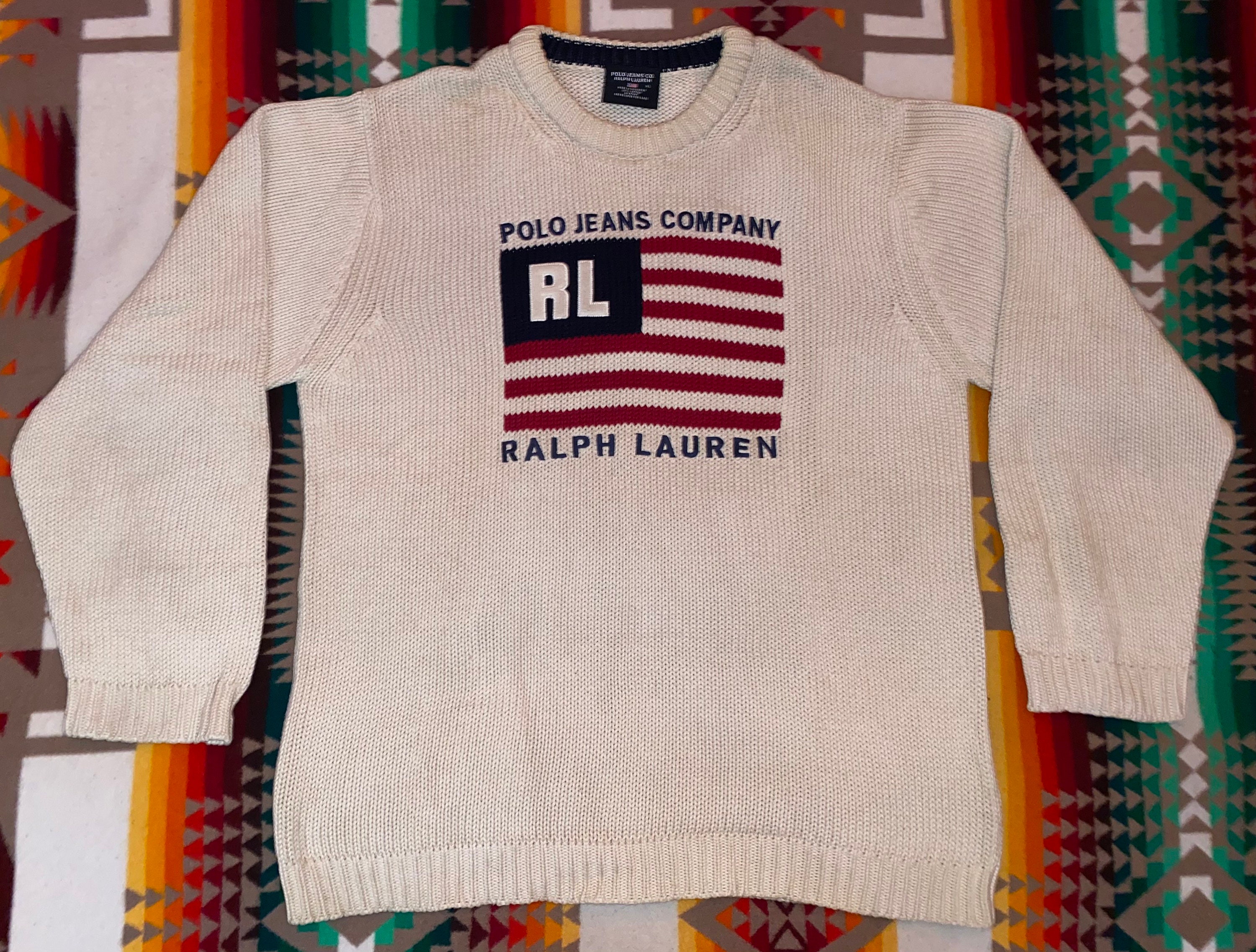 Polo Jeans Company Ralph Lauren American Flag Sweater Sz XL - Etsy