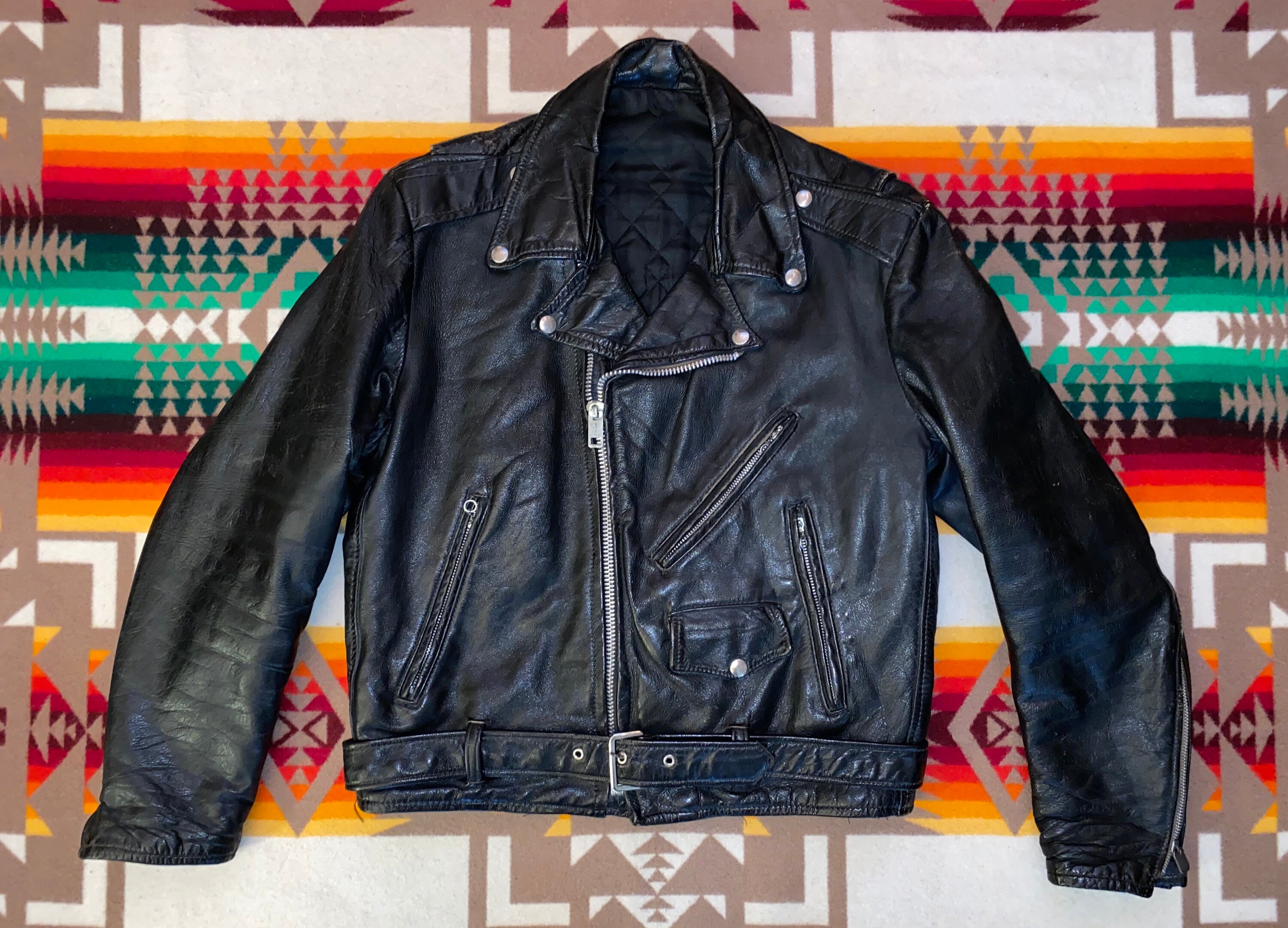 Vintage Leather Motorcycle Jacket - Etsy Norway