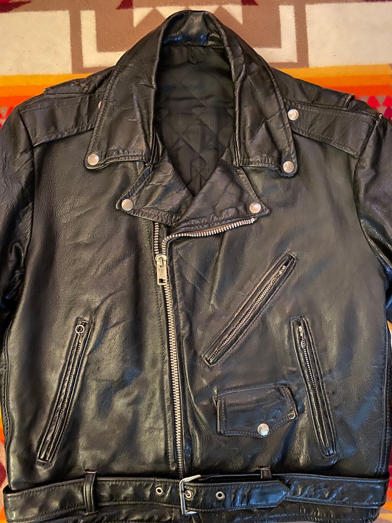 60s Leather Motorcycle Jacket - Etsy