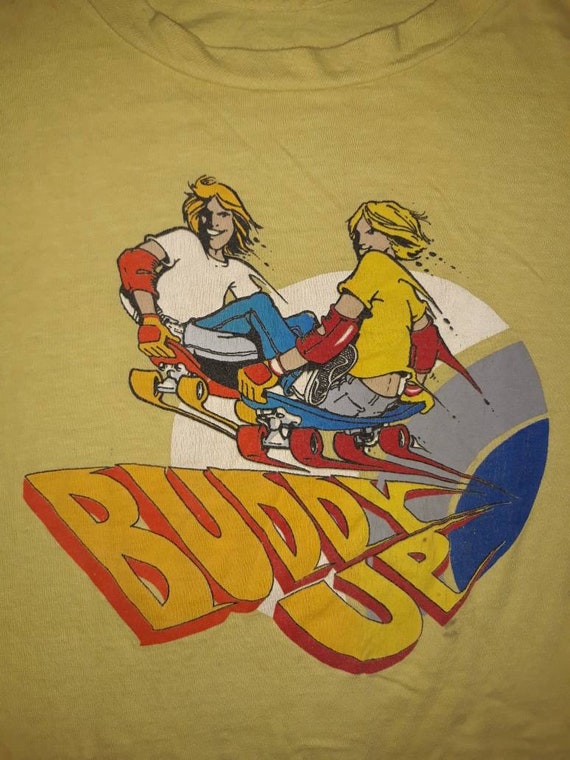 70s Buddy Up Skateboarding T Shirt Sz L - image 2