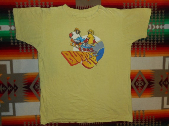 70s Buddy Up Skateboarding T Shirt Sz L - image 1