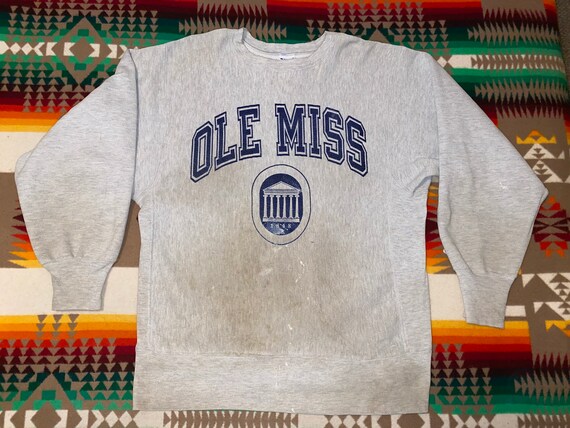 Ole Miss University Of Mississippi Distressed Reverse Weave | Etsy